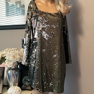 Imperial Green Sequins Party Dress